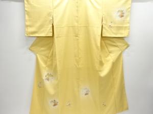 未使用品　仕立て上がり　花丸文様手織り紬訪問着